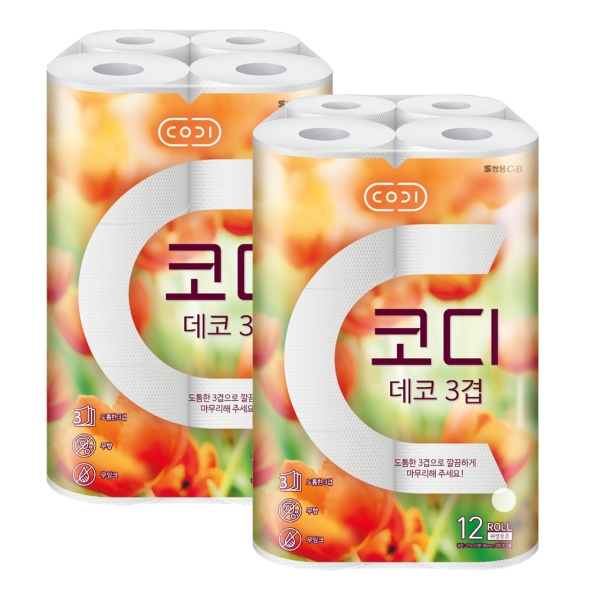 [코디]  쌍용 CODI 코디 데코 3겹 27m 12롤 x 2 (24롤)