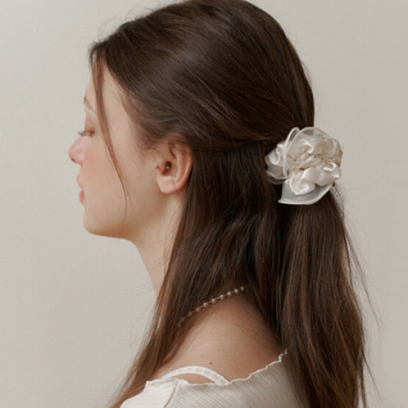 카인더베이비 로맨틱 메쉬 레이스 스크런치 - 크림