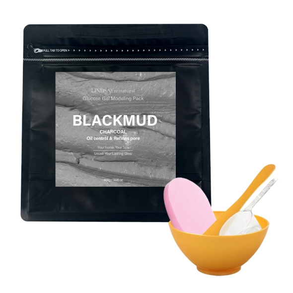 [특별할인] 린제이 리네추럴 저자극 피지 모공관리 노폐물제거 유수분밸런스 블랙머드 모델링팩 400g(팩도구+해면 증정)