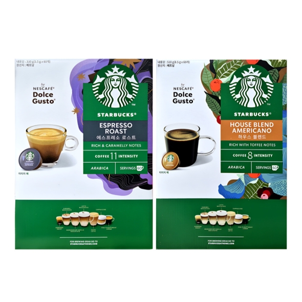 [스타벅스] 돌체구스토 캡슐커피 60개[ 에스프레소 로스트/하우스 블렌드] 