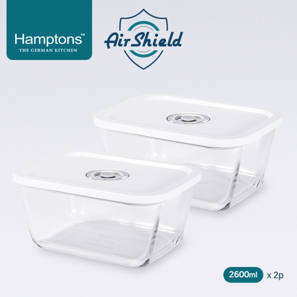 햄튼 에어실드 원터치 진공 밀폐용기세트(4P)-D (2600ml * 2)