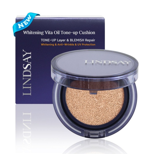 [특별할인] 린제이 촉촉한 커버력 좋은 광채 물광 화이트닝 비타 오일 톤업 쿠션