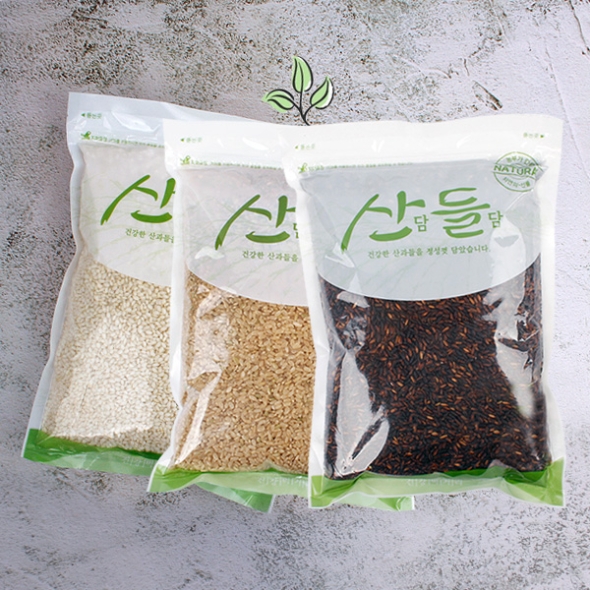  [산담들담] 우리잡곡 3종 찹쌀/현미/찰흑미 각1kg(3kg)