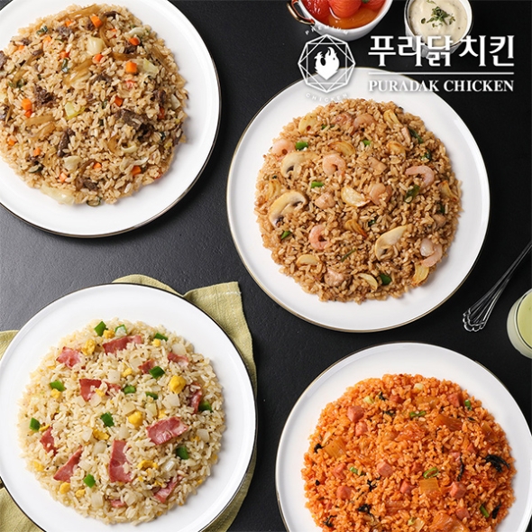 [푸라닭] 볶음밥 4종 16팩(맛별 4팩씩)/고추마요베이컨4+매콤악마햄킴치4+블랙알리오새우4+파불로잡채4