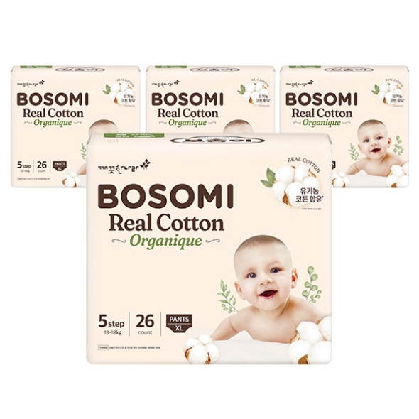 보솜이 리얼코튼 오가니크 팬티 특대 26매 x 4팩