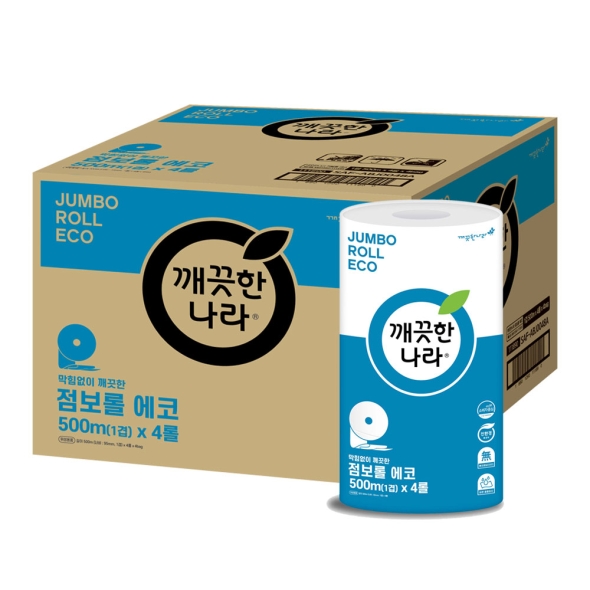 깨끗한나라 에코 점보롤 화장지 500m 4롤 4입