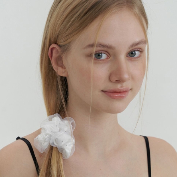 카인더베이비 메쉬 레이어드 스크런치 - 화이트