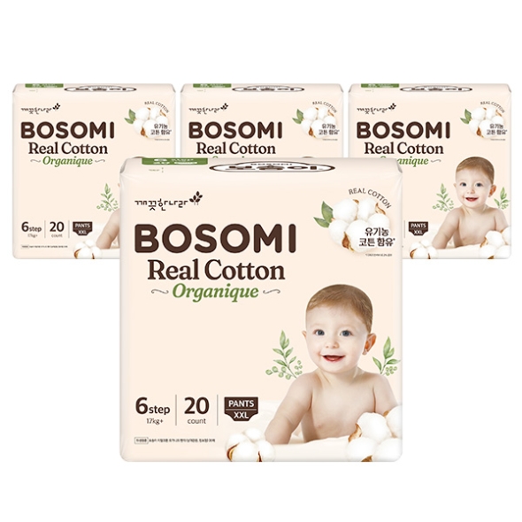 보솜이 리얼코튼 오가니크 팬티 점보 20매 x 4팩