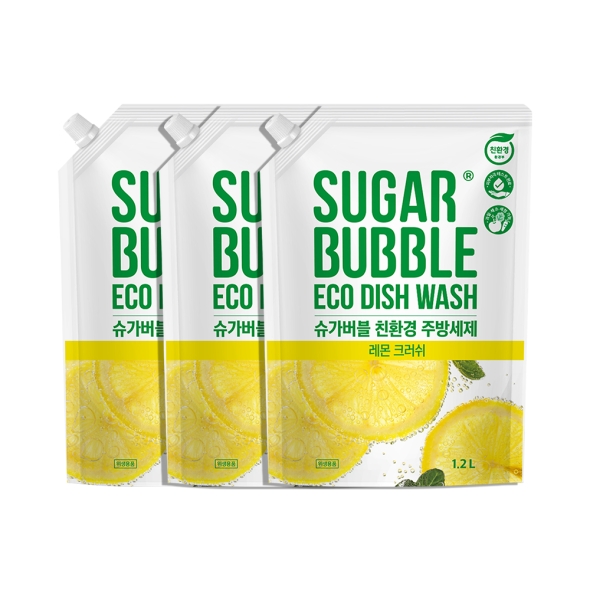 [슈가버블] 친환경 주방세제 레몬 크러쉬 1.2L x 3