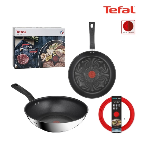 테팔 딜리셔스 IH 티타늄 코팅 프라이팬 28cm 궁중팬 28cm 멀티뚜껑(레드) 스테인리스 스틸