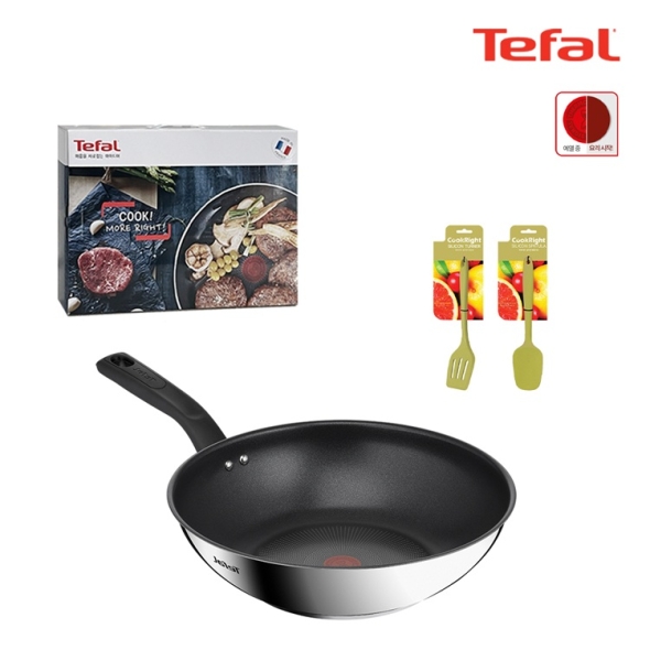 테팔 딜리셔스 IH 티타늄 코팅 궁중팬 28cm 실리콘 조리도구 2종 스테인리스 스틸