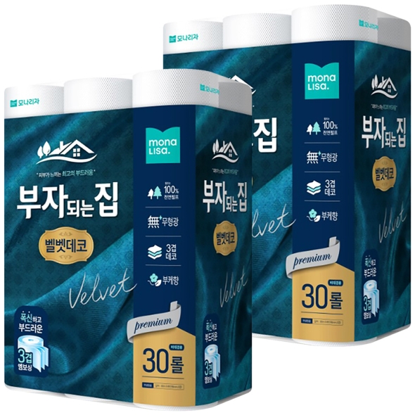 모나리자 부자되는집 벨벳데코 30m*30롤 2팩