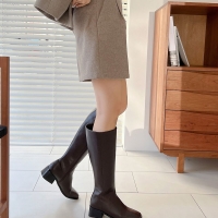 심플 사각코 데일리 미들굽 옆지퍼 롱부츠 4.5cm