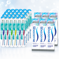 [센소다인] 대용량 칫솔 치약 세트 (초미세모 칫솔 24개입+엑스트라 화이트 치약 120g 6개)