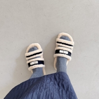 [개성시대] 여성 2.5cm 블랙 베이직 털슬리퍼 데일리