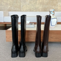 심플 사각코 데일리 미들굽 옆지퍼 롱부츠 4.5cm