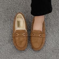 체인장식 스웨이드 로퍼 단화 털안감 경량 모카신 2cm