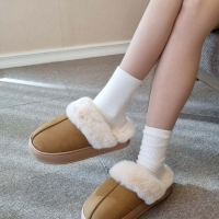 [개성시대] 여성 4cm 스웨이드 털슬리퍼 데일리