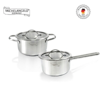 [미켈란젤로] 오펜하임 인덕션 GL Pro 3중바닥 스테인리스 냄비 2종 세트(소스팬16+양18)
