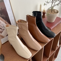 사각코 캐주얼 데일리 뒷지퍼 앵클부츠 5cm 미들힐