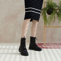 에밀로 키높이 레이스업 지퍼 앵클 여성 워커 부츠 4cm