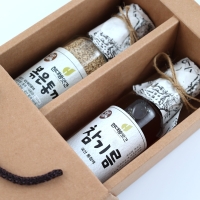   [문경현대방앗간]100% 국산 참기름 볶은참깨 2구선물세트 350ml