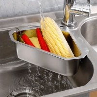 [특별할인] 지알비 싱크대 스테인리스 가정용 물빠짐 거치대 코너 바스켓