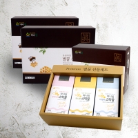 [강원양봉] 프리미엄 3종스틱꿀 선물세트 (아카시아/야생화/피나무꿀15gx30개입 각1박스)/쇼핑백포함