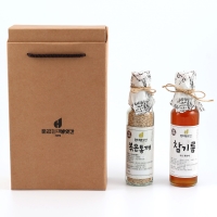  [문경현대방앗간]100% 국산 참기름 들기름  볶은참깨  2구 선물세트 350ml