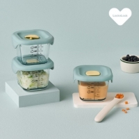  [락앤락] 리틀럽 디어 이유식용기 정사각 실리콘 간편캡 260ml 3p(라벤더/스카이블루)