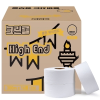 [특별할인] 크린롤 물에잘녹는 업소용 대용량 화장지 휴지 무형광 엠보싱 하이엔드 점보롤 300m 2겹x16롤