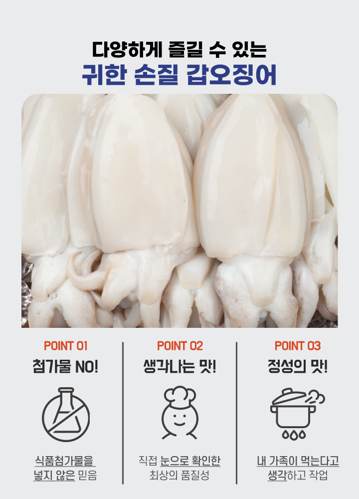 완벽손질 두툼 신선 갑오징어 개별진공 3미 800g(내외)