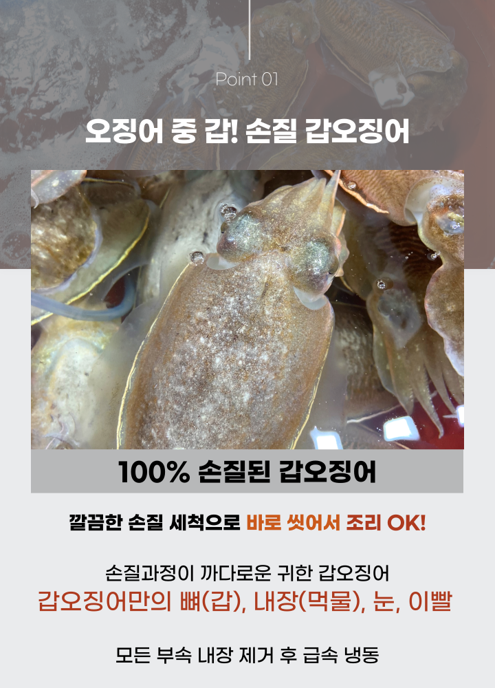 완벽손질 두툼 신선 갑오징어 개별진공 3미 800g(내외)